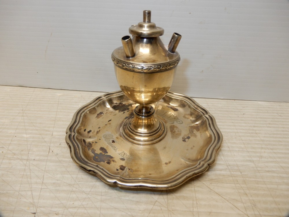 ANTIQUE GORHAM SILVER PLATED FLUID LAMP CIGAR LIGHTER