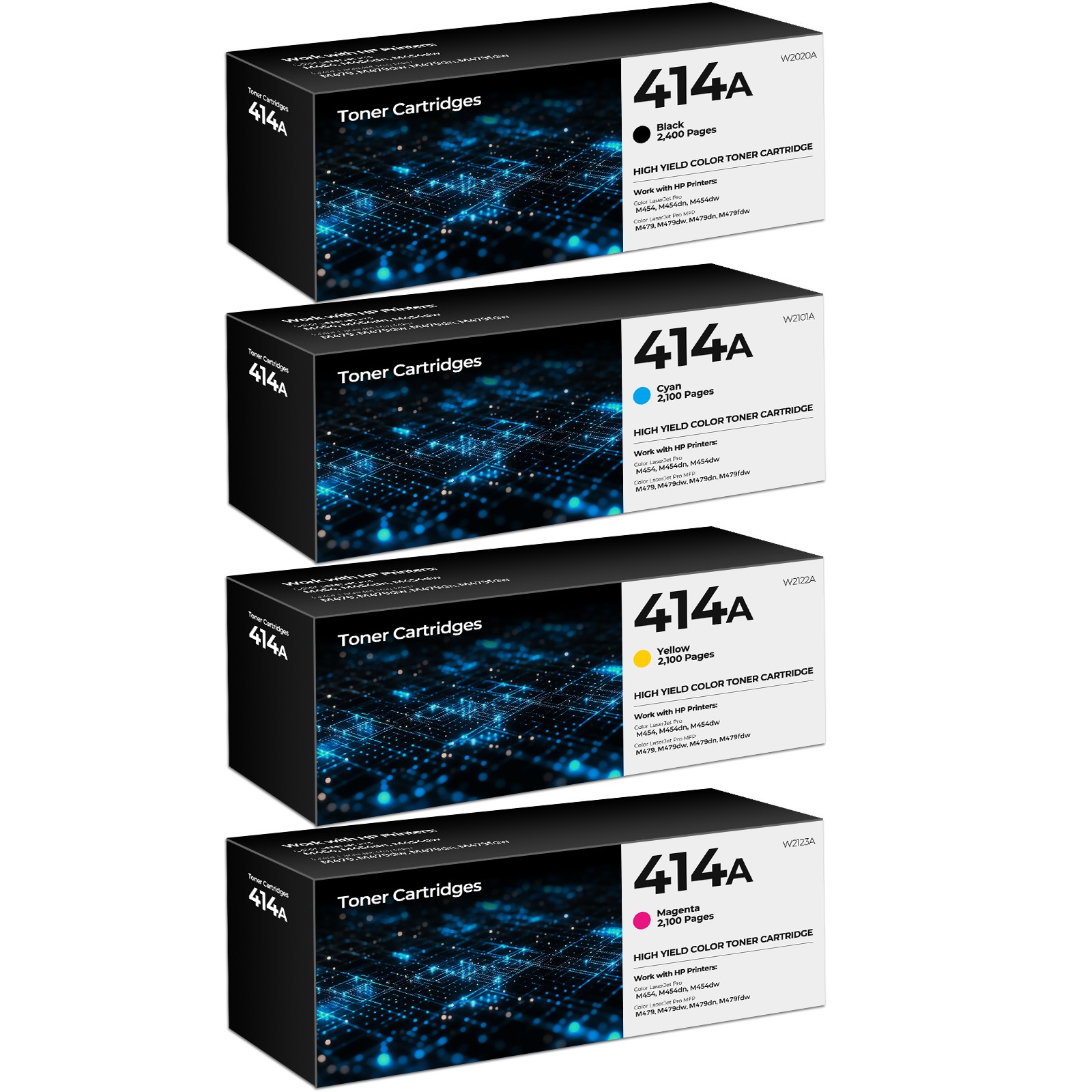 4PK W2020A Toner Cartridge Set for HP 414A LaserJet Pro MFP M454 M479fdn M479fdw