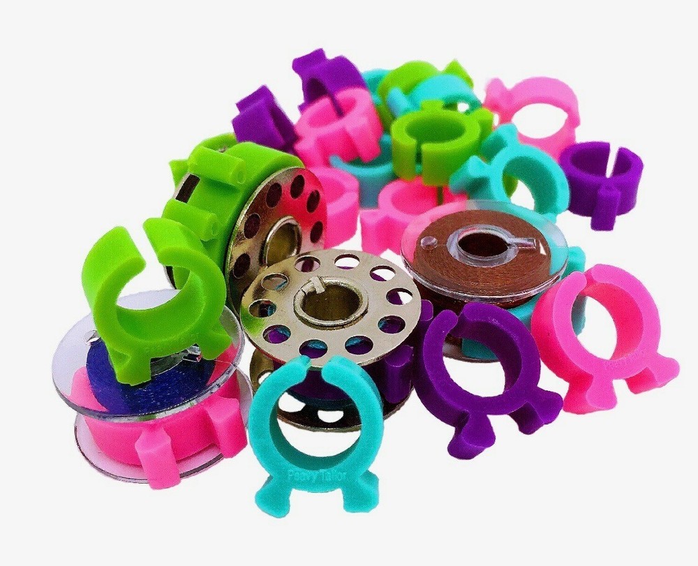 PeavyTailor 48Pcs (#12) Bobbin Holders Thread Clips Spool Huggers for Embroidery