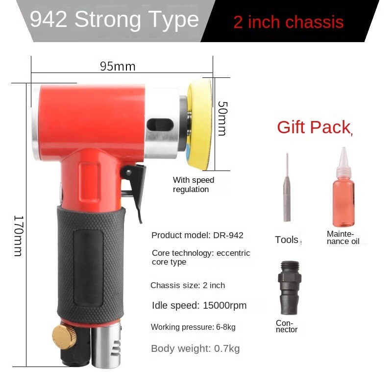 2 in. 3 in. Pneumatic Sander Pad Eccentric Orbit Double-action Pneumatic Sander
