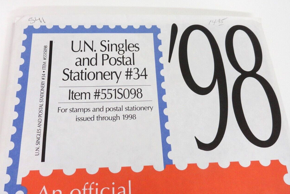 Scott 1998 UN Singles & Postal Stationery Stamp Album Supplement #34 551S098 NOS