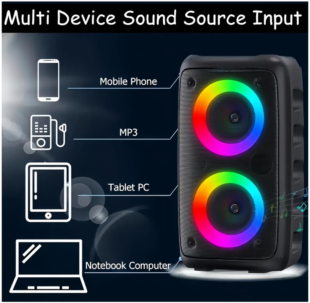 Portable Bluetooth Karaoke Machine, 1 Bluetooth Microphone/Speaker with Lights