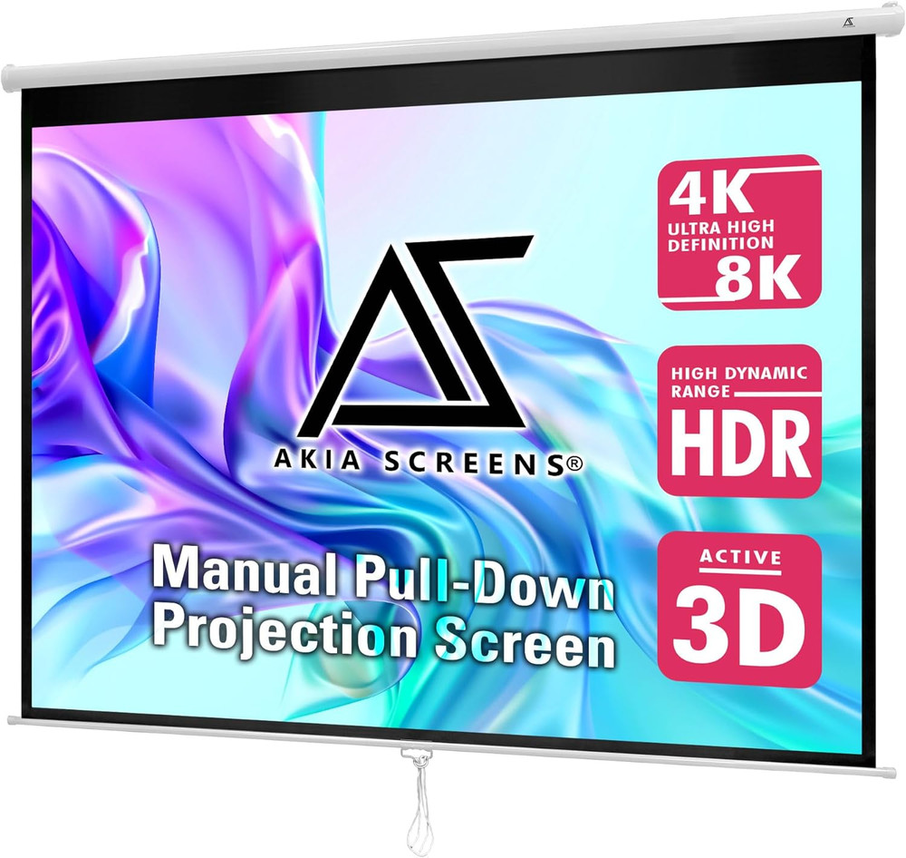 110 inch Pull Down Projector Screen Manual B 4:3 8K 4K HD 3D Ceiling Wall Mo...