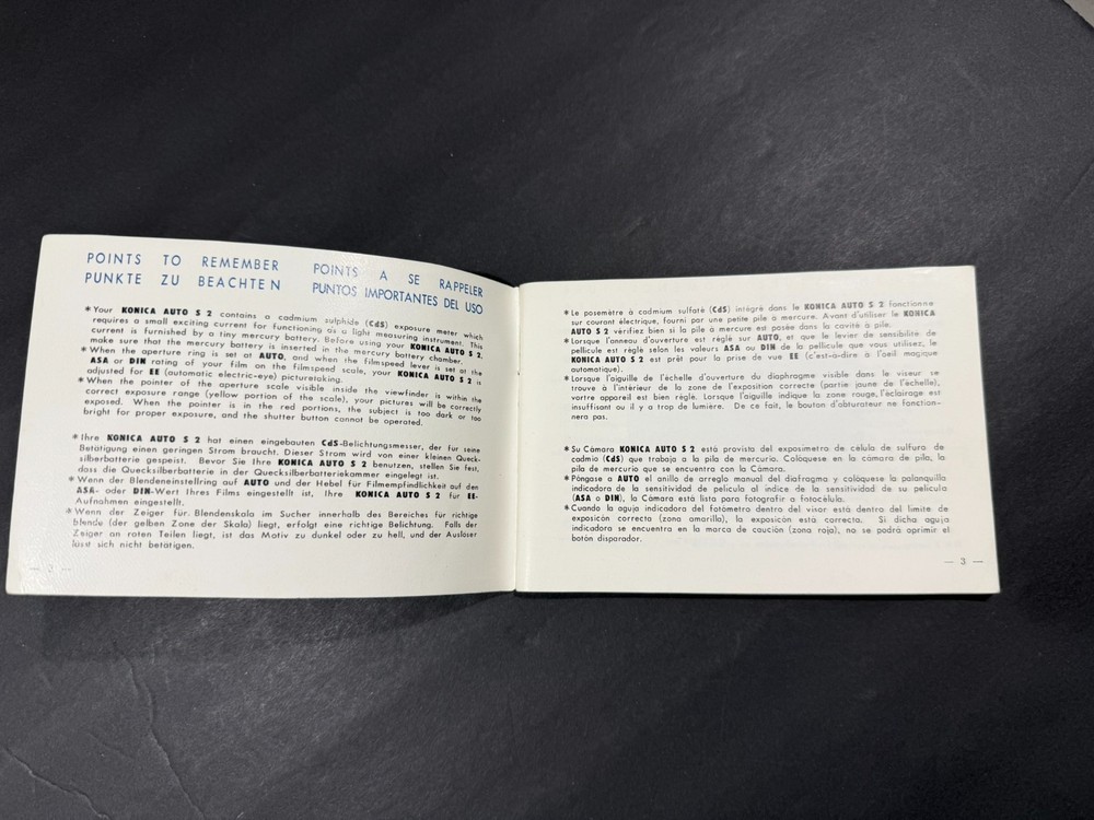 Konica Auto 52 Camera Instruction Manual.