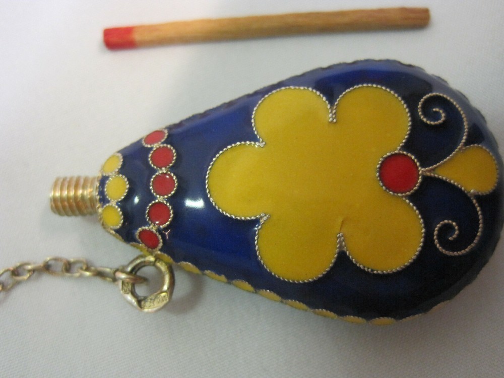 Perfume Bottle. Silver 916. Enamel. USSR 1970s.