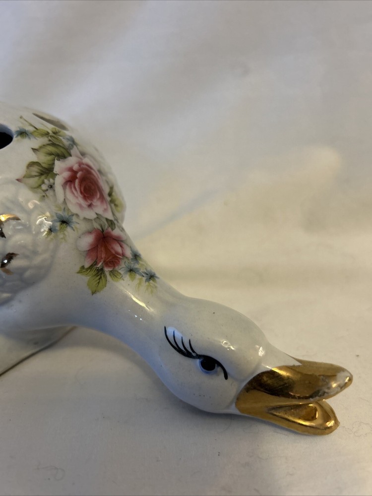 VINTAGE Toothbrush Caddy Decorative Ceramic "QUACKING DUCK" Hand Painted Holder