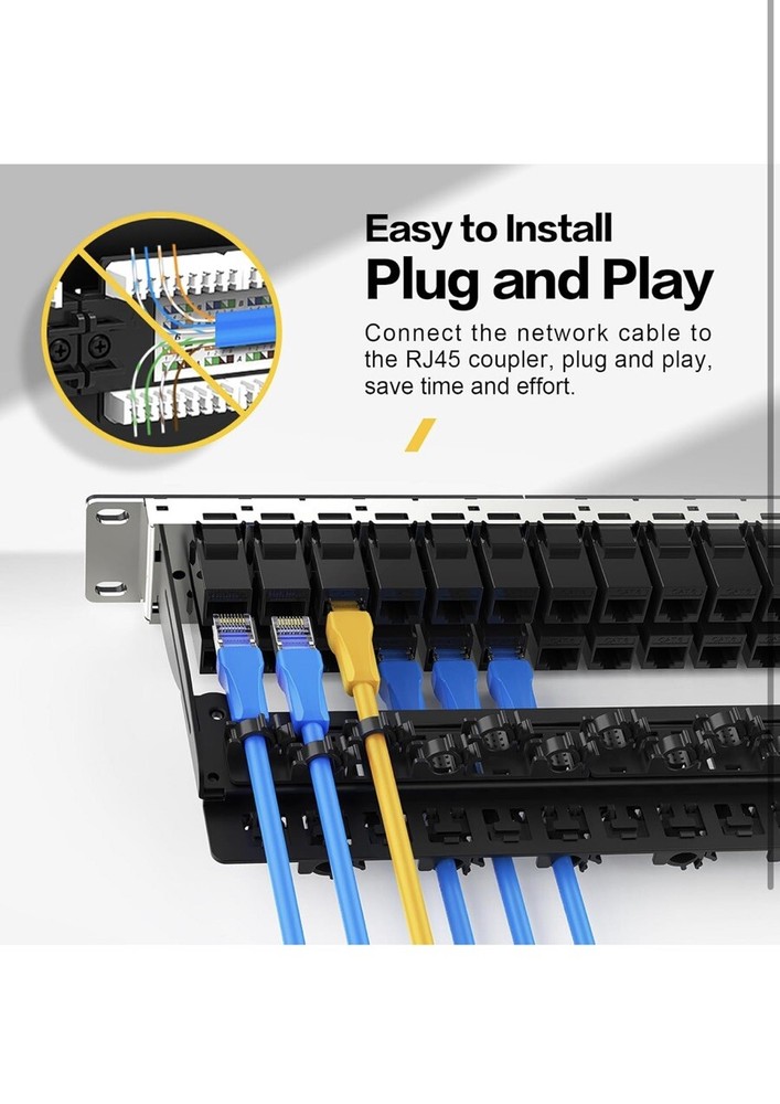 48 Port Patch Panel Cat6 19” Rack & Wall Mount Ethernet UTP Keystone Patch Panel