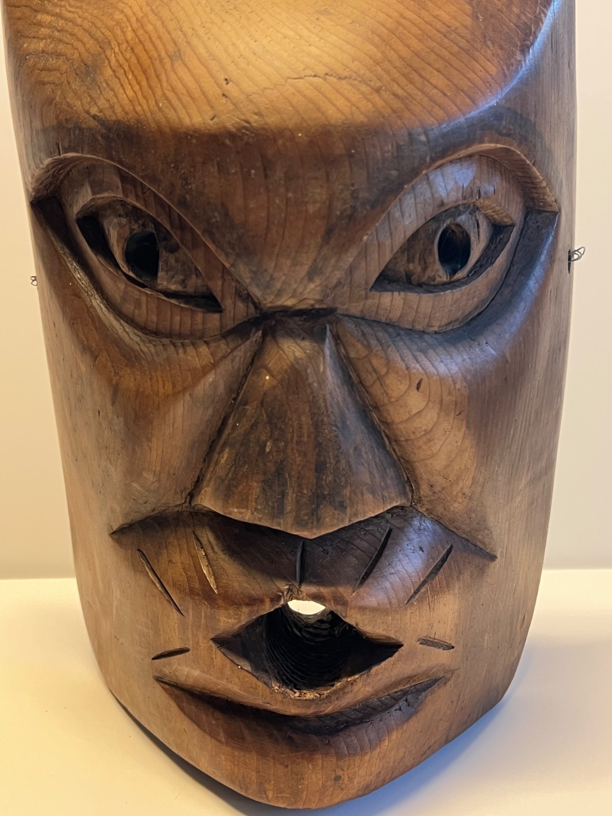 Antique Native American Hand Carved Wooden Mask; Northern Pacific Indigenous Art