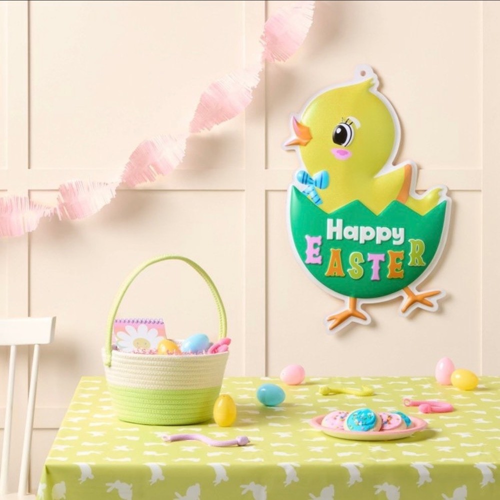 Spritz Easter Two Tone Decorative Rope Basket White Light Green With Handle