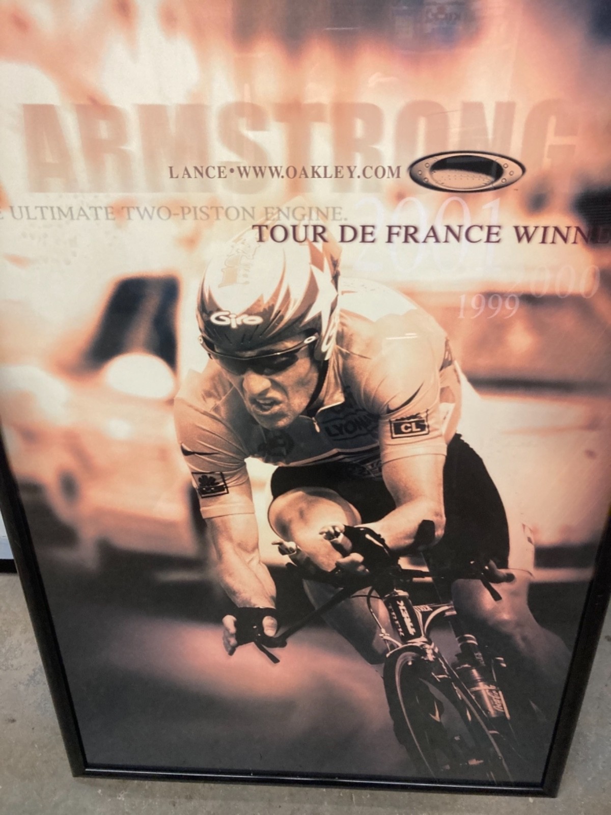 Lance Armstrong 2001 Oakley Tour de France Winner Poster Framed 28" x 41"