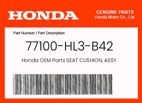 Honda Genuine Seat Cushion, Assy. - 77100-Hl3-B42