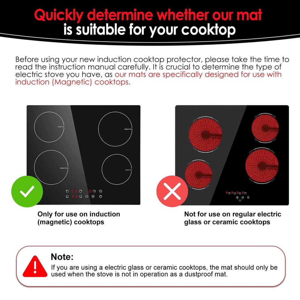 Large Induction Cooktop Protector Mat 21.2x35.4 inch, Translucent Black