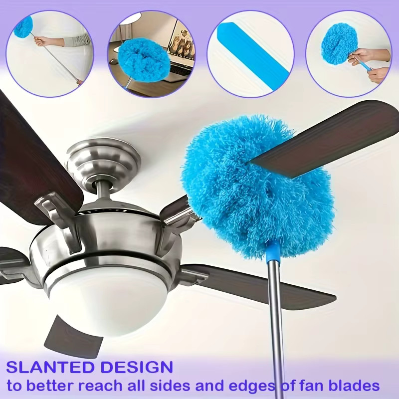Reusable Microfiber Ceiling Fan Duster Set Home RVs Dust Lock