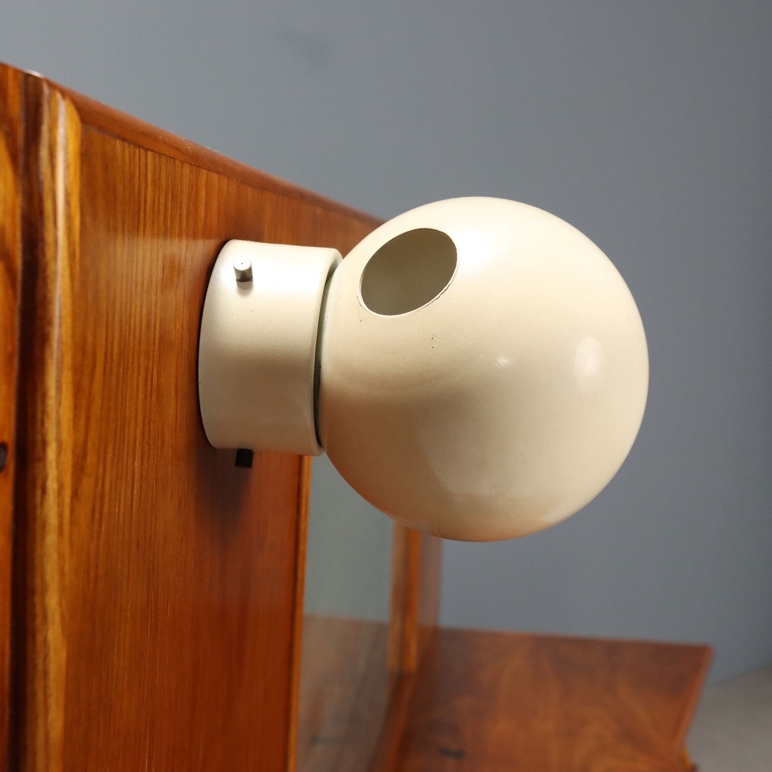 Vintage Dressing Table Oak Veneer Glass Design Italy 1950s-1960s Original