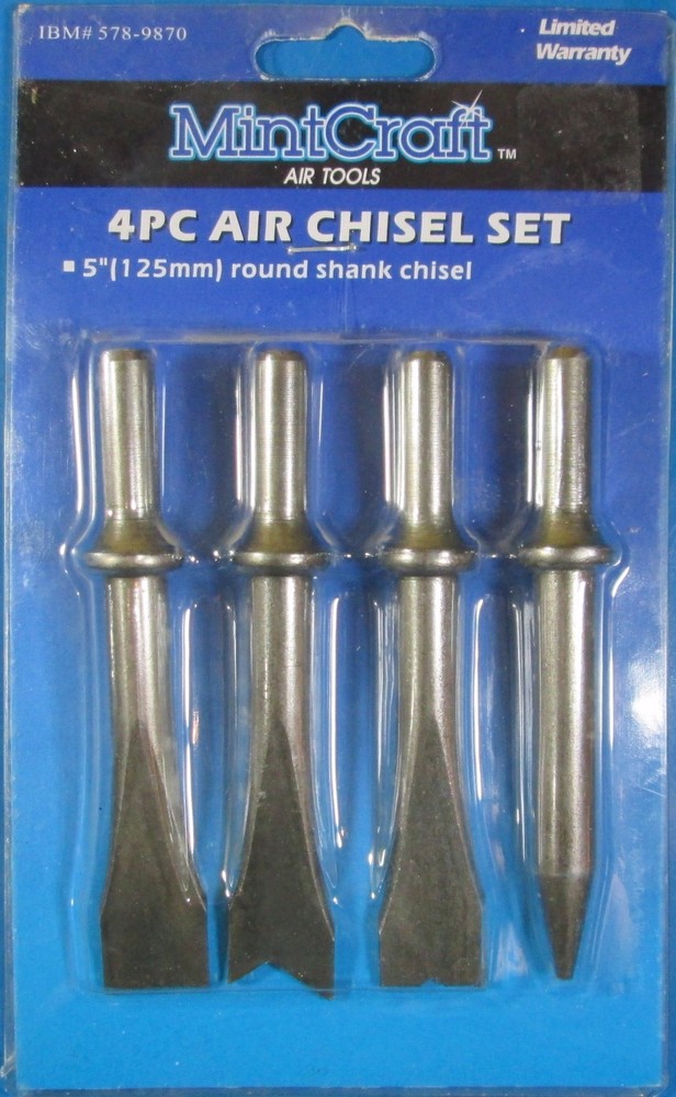 MintCraft 4 Piece 5" Round Shank Air Chisel Set