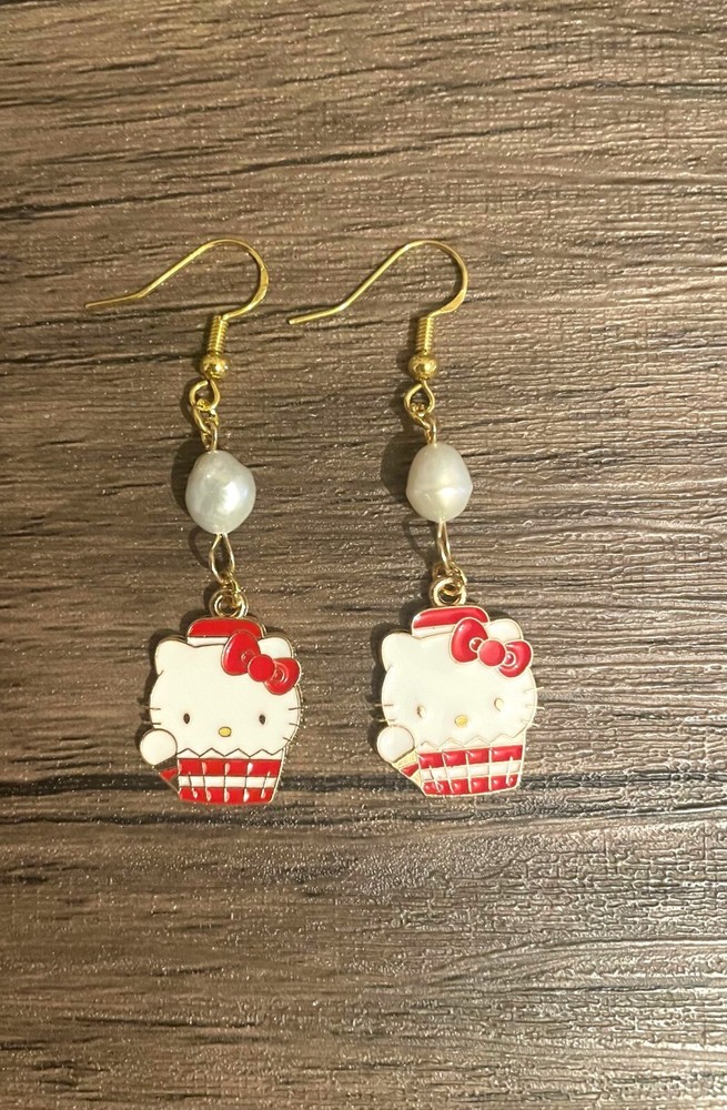 Handmade Hello Kitty Red Cupcake Earrings