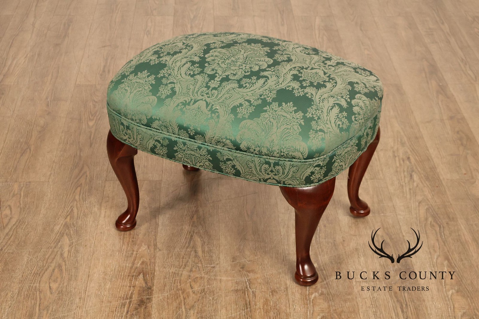 Traditional Upholstered Ottoman With Cabriole Legs