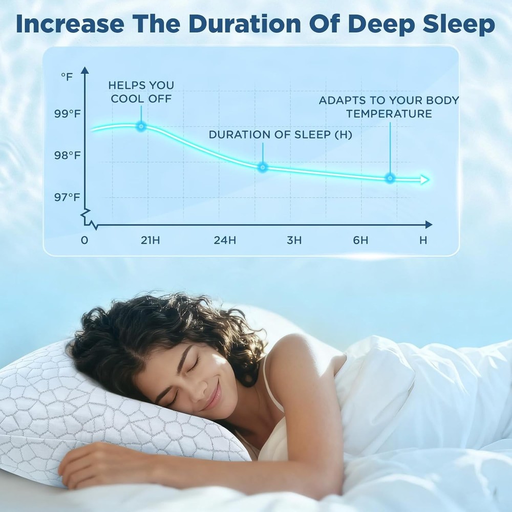 Cooling Pillow for Sleeping, Shredded Memory Foam Pillows, Adjustable Cool Pi...