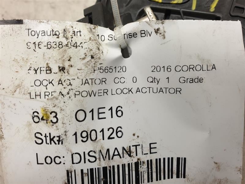 2016 TOYOTA COROLLA DRIVER SIDE REAR DOOR LOCK ACTUATOR ASSEMBLY