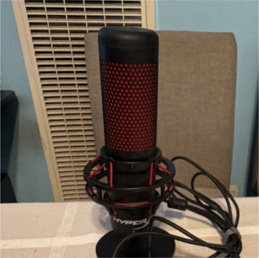 HyperX QuadCast USB Condenser Microphone with Mute Button, Black/Red