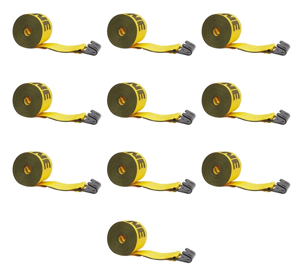 (10 Pack) 4"X40' Winch Straps Kinedyne w/flat hook, WLL 5400 Flatbed Tie Down...