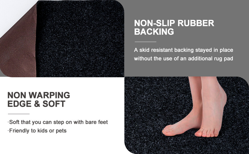 Black Runner Rug Hallway Non Slip Rubber Back Entryway Kitchen Runner Door Mat