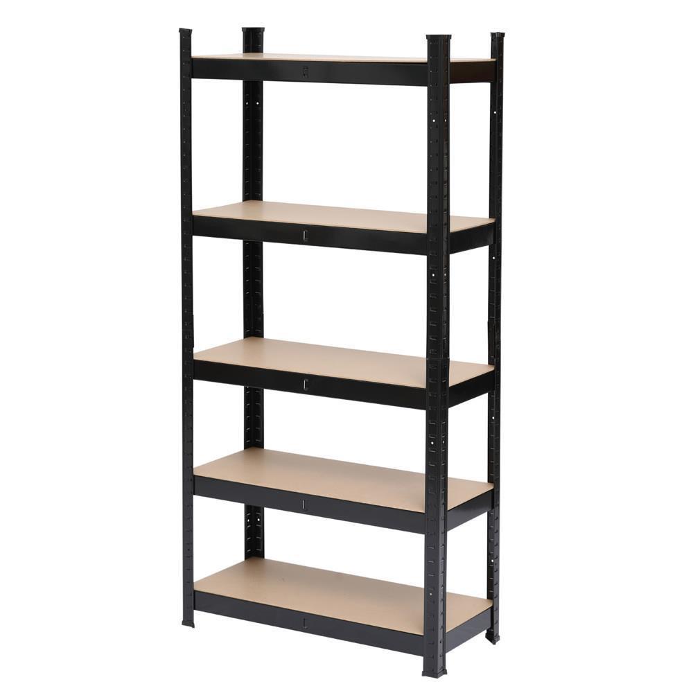 2x 5 Tier Heavy Duty Boltless Metal Shelving Shelves Storage Shelf Garage Black