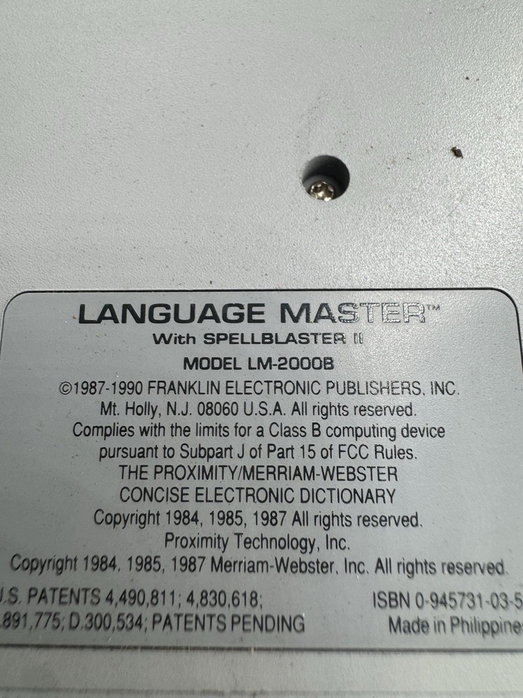 Dictionary Thesaurus Spellblaster Franklin Language Master LM-2000B II Tested