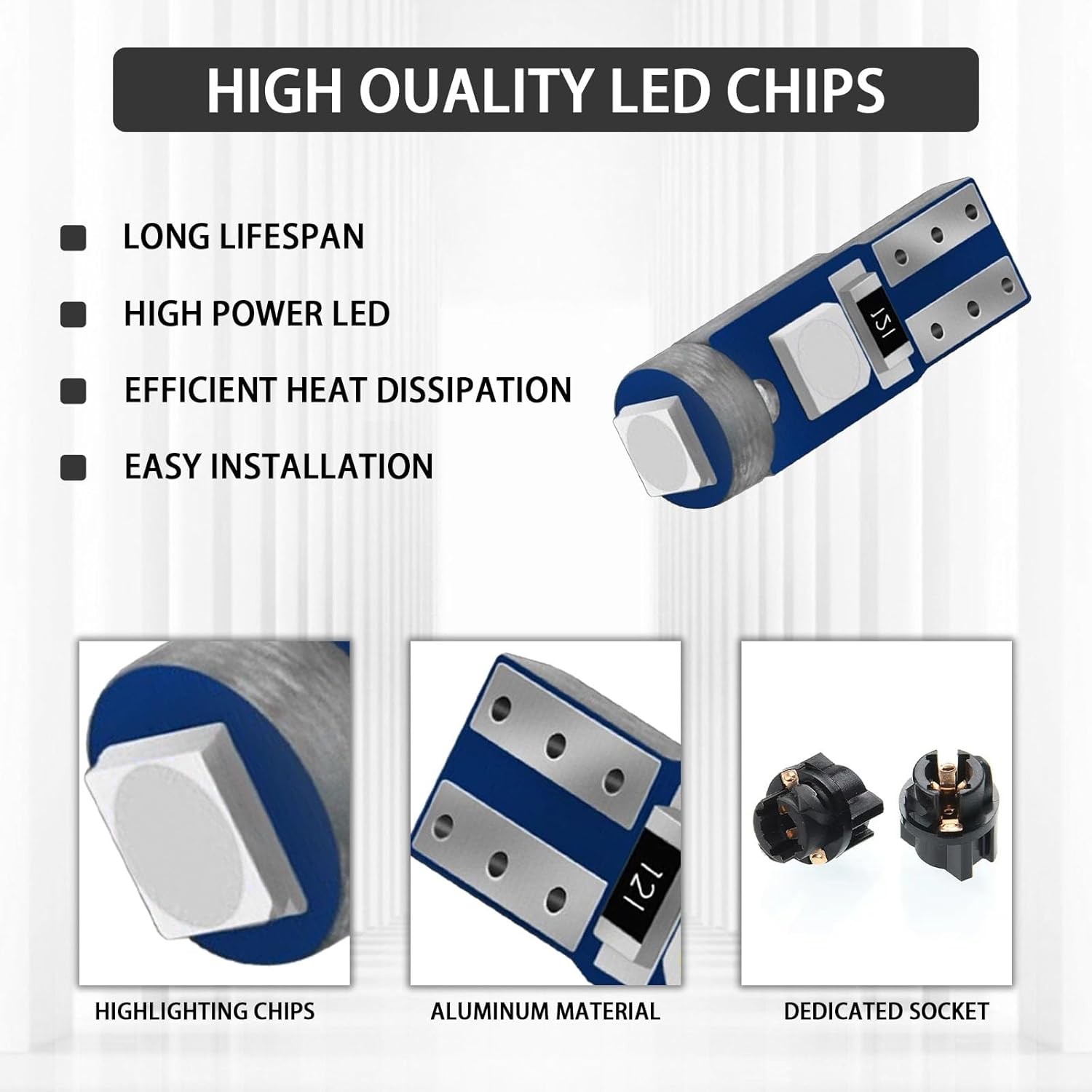 20PCS T5 Dashboard LED Light Bulbs, 37 74 2721 Instrument Cluster Super Bright L