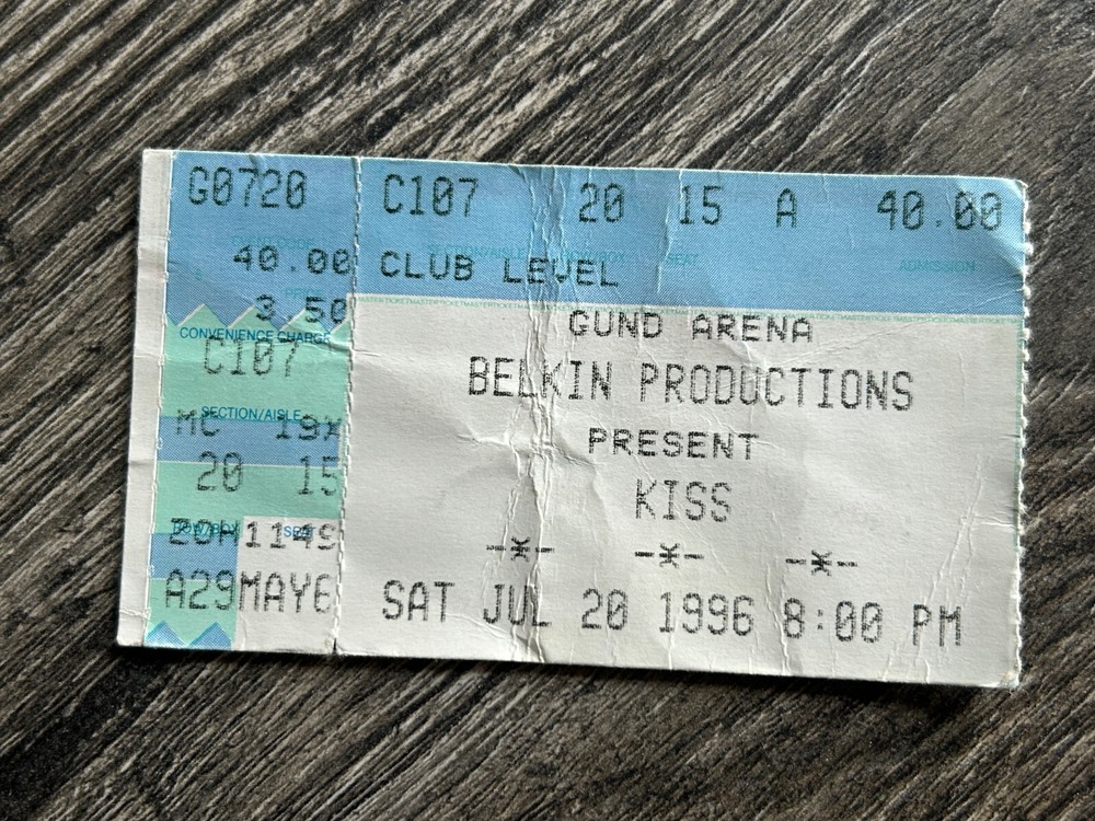 KISS Ticket Stub Alive Reunion Concert Tour July 20 1996 Cleveland Vintage Kiss