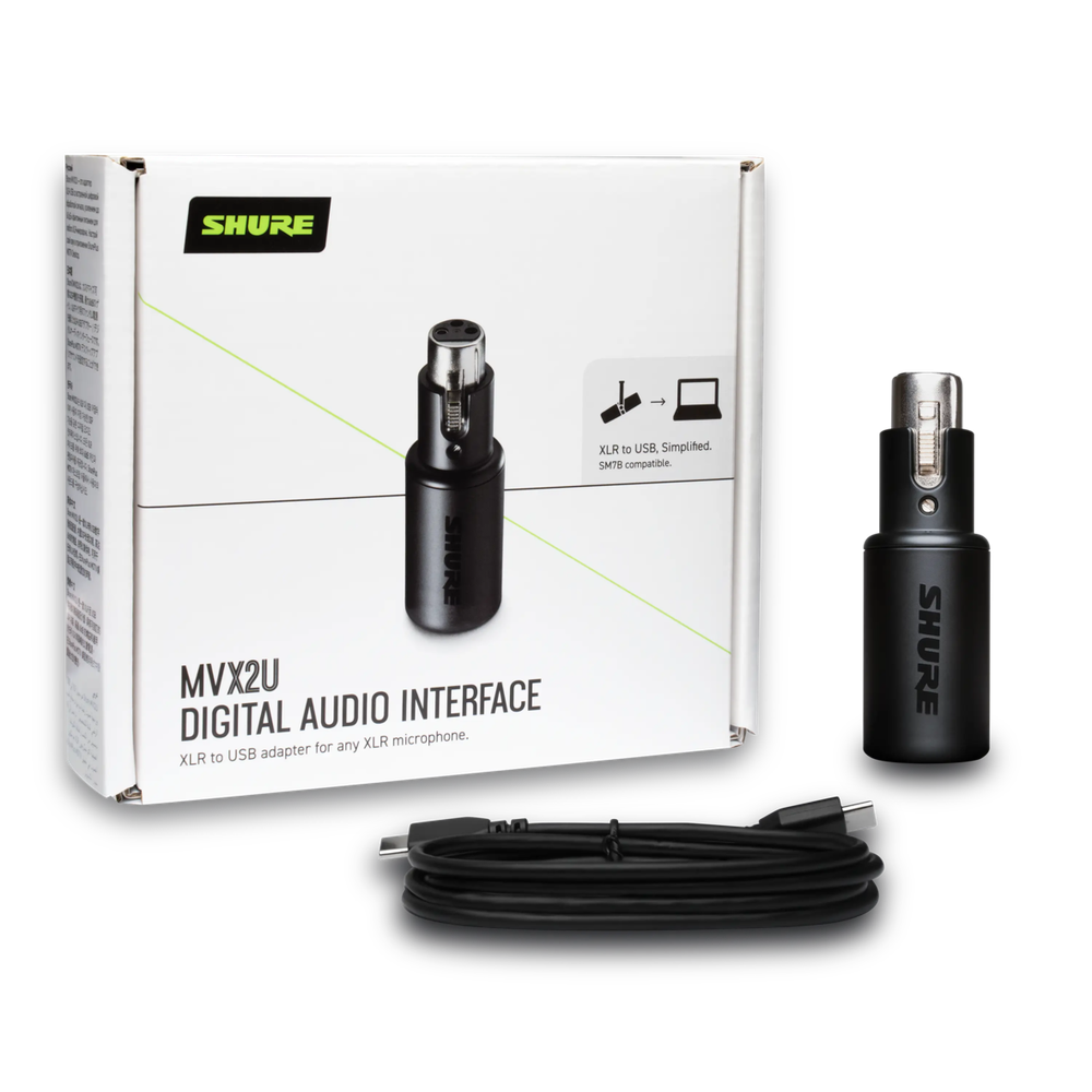 Shure MVX2U XLR-to-USB Digital Interface with Headphone Jack, Integrated Pre-amp