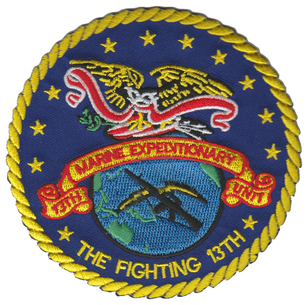 4" USMC MARINE CORPS 13 MEU HELICOPTER SQUAD HOOK LOOP EMBROIDERED JACKET PATCH
