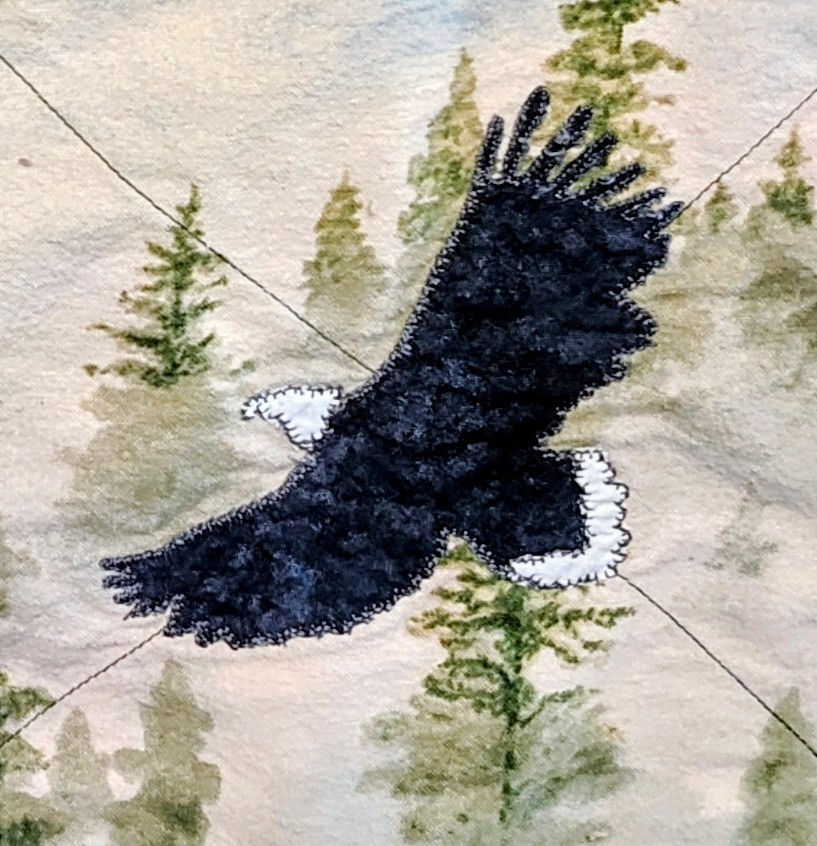 Lodge Woods Moose Bear Eagle Applique Patchwork Throw Quilt Wall Hanging 47x58"