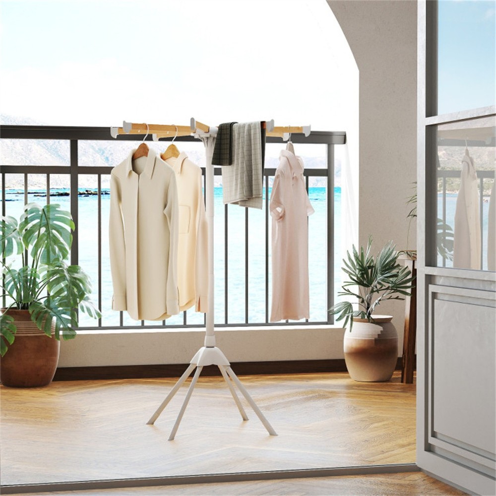 Foldable Bamboo Clothes Drying Rack with 40 Hanger Slots, Space Saving Laundry D