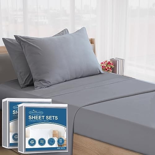 Cot Sheets 30" x 75" x 9", 4 Piece Cot Sheet Set (2 Pack), Cot (2 Pack) Grey
