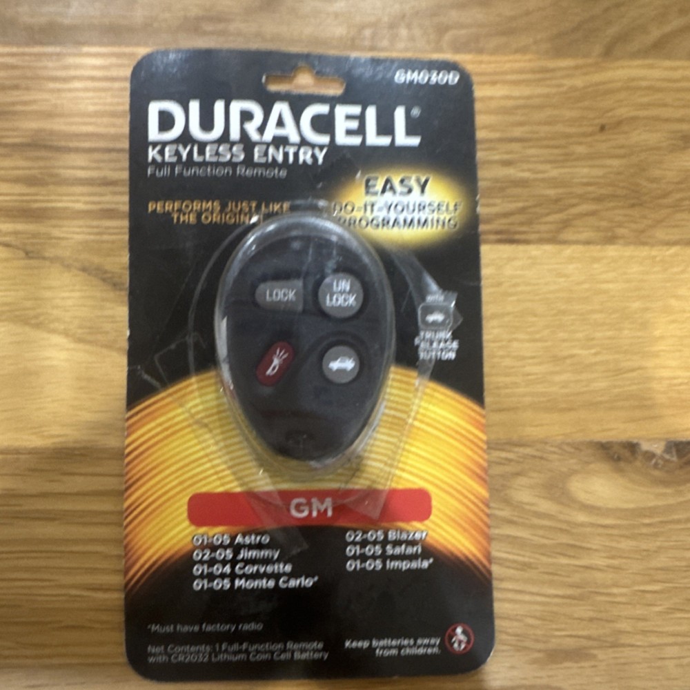 Duracell Full function remote GM 030D Do-It-Yourself Programming