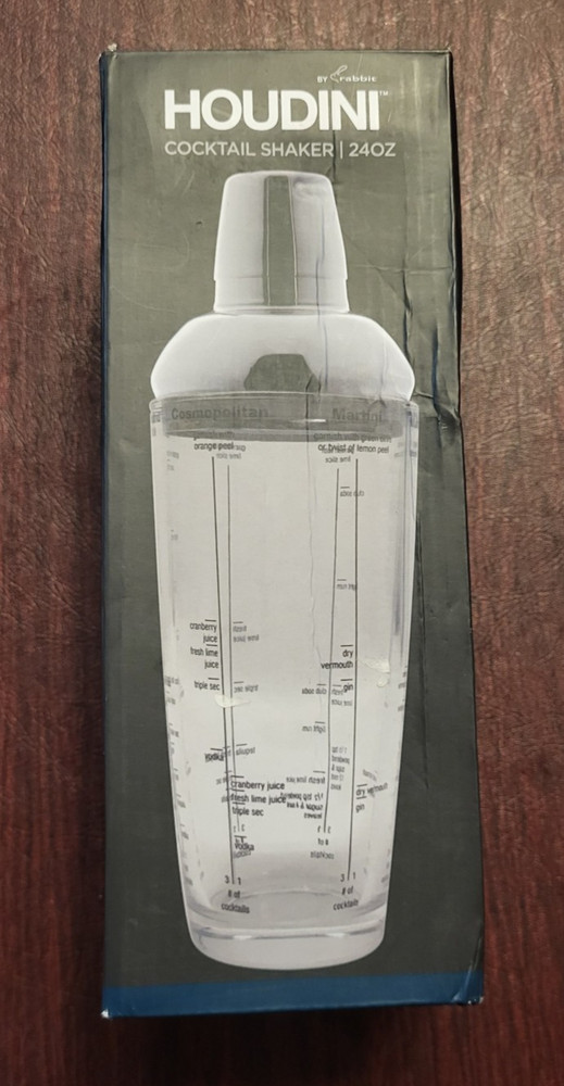 Houdini 24oz Glass Cocktail Shaker, Includes Six Recipes