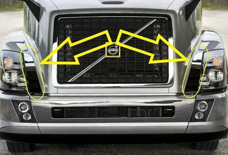 Volvo VNL 2004-2017 I Shape Headlight Side Chrome Trim Set