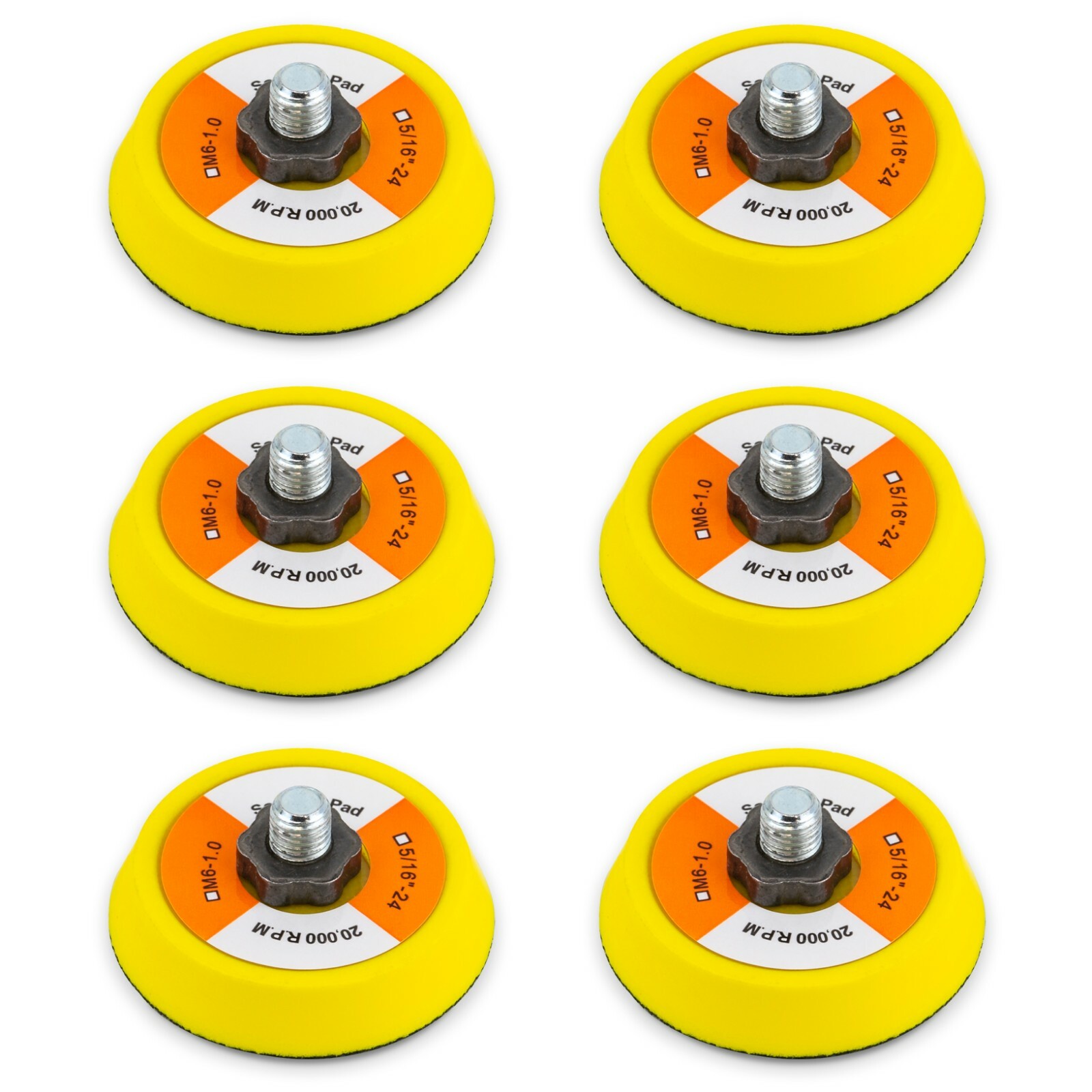 TGR 2" Hook and Loop Sanding Polishing Backup Pad with 5/16"-24 Threads (6 Pack)