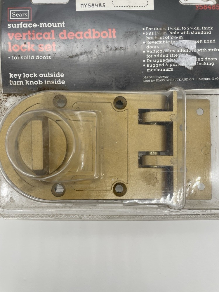 Security Deadbolt Surface Mount-Vertical NEW Sears 958405 Made In Taiwan