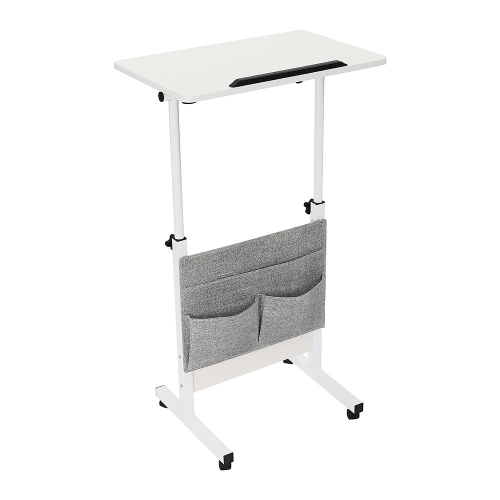 Rolling Laptop Desk Office Computer Table Adjustable Height Stand up w/ Storage