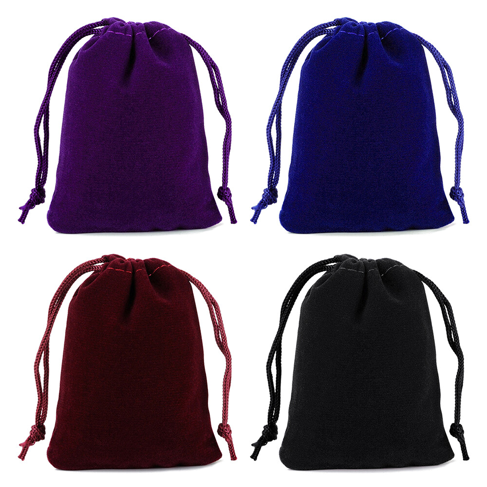 100Pc Lot Velvet Drawstring Velour Pouch Jewelry Baggie Ring Gift Bag Pouch Sets