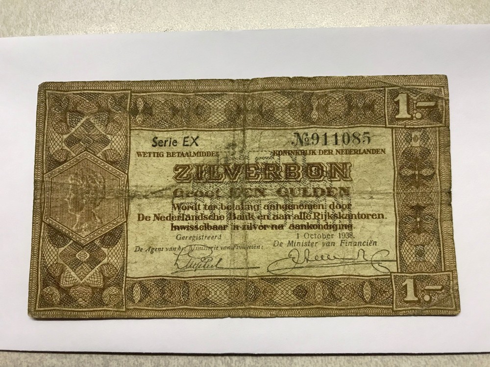 1938 Netherlands 1 Gulden Note Circ. #8145