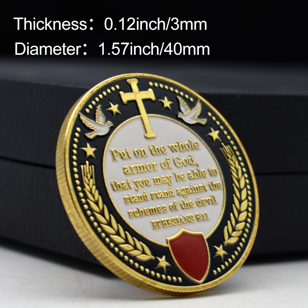 Christian Knight Armor of God Challenge Coin Religious Collectibles Medal Gift