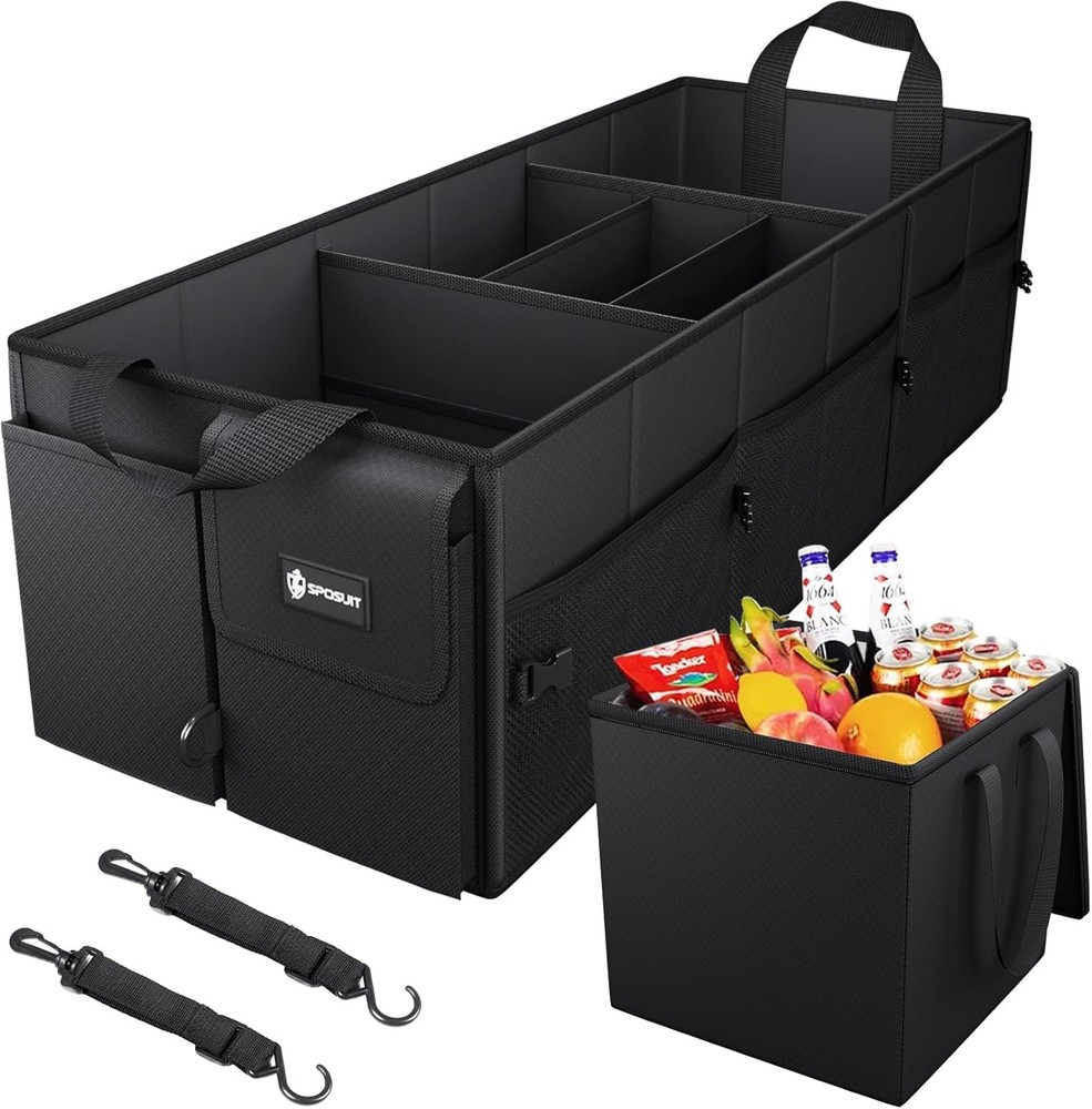 Trunk Organizer with Insulated Leakproof Cooler Bag, Collapsible