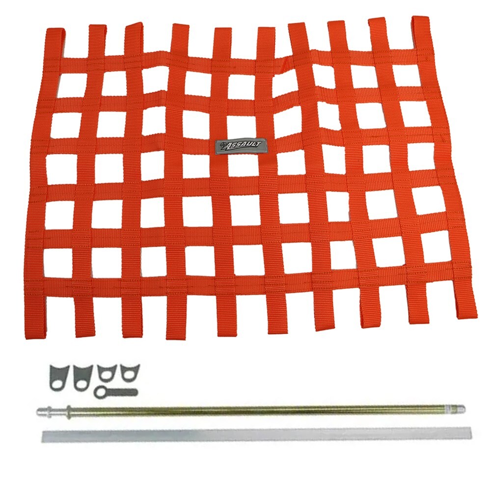 Assault Racing Orange Ribbon Racing Window Net & Spring Loaded Mounting Kit