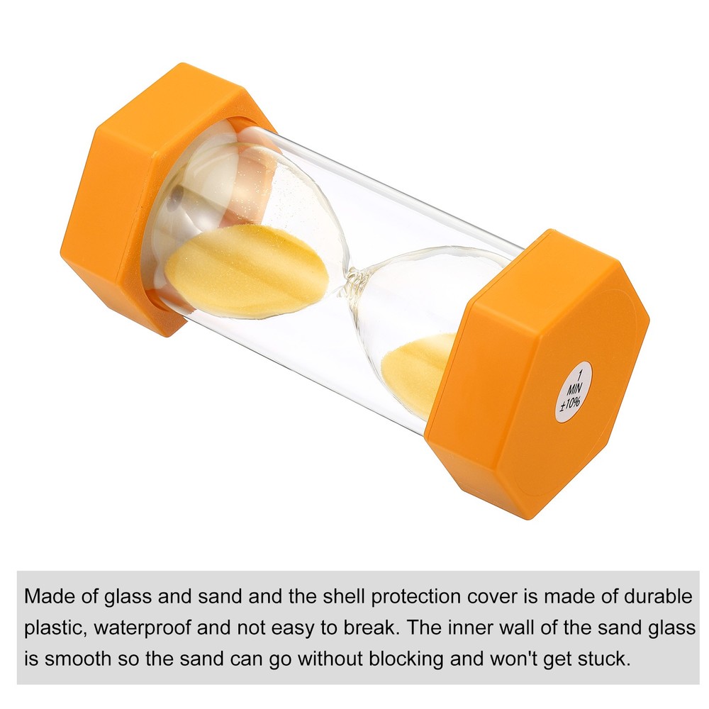 1 Minute Sand Timer, Hexagon Small Sandy Clock, Count Down Sand Glass Orange