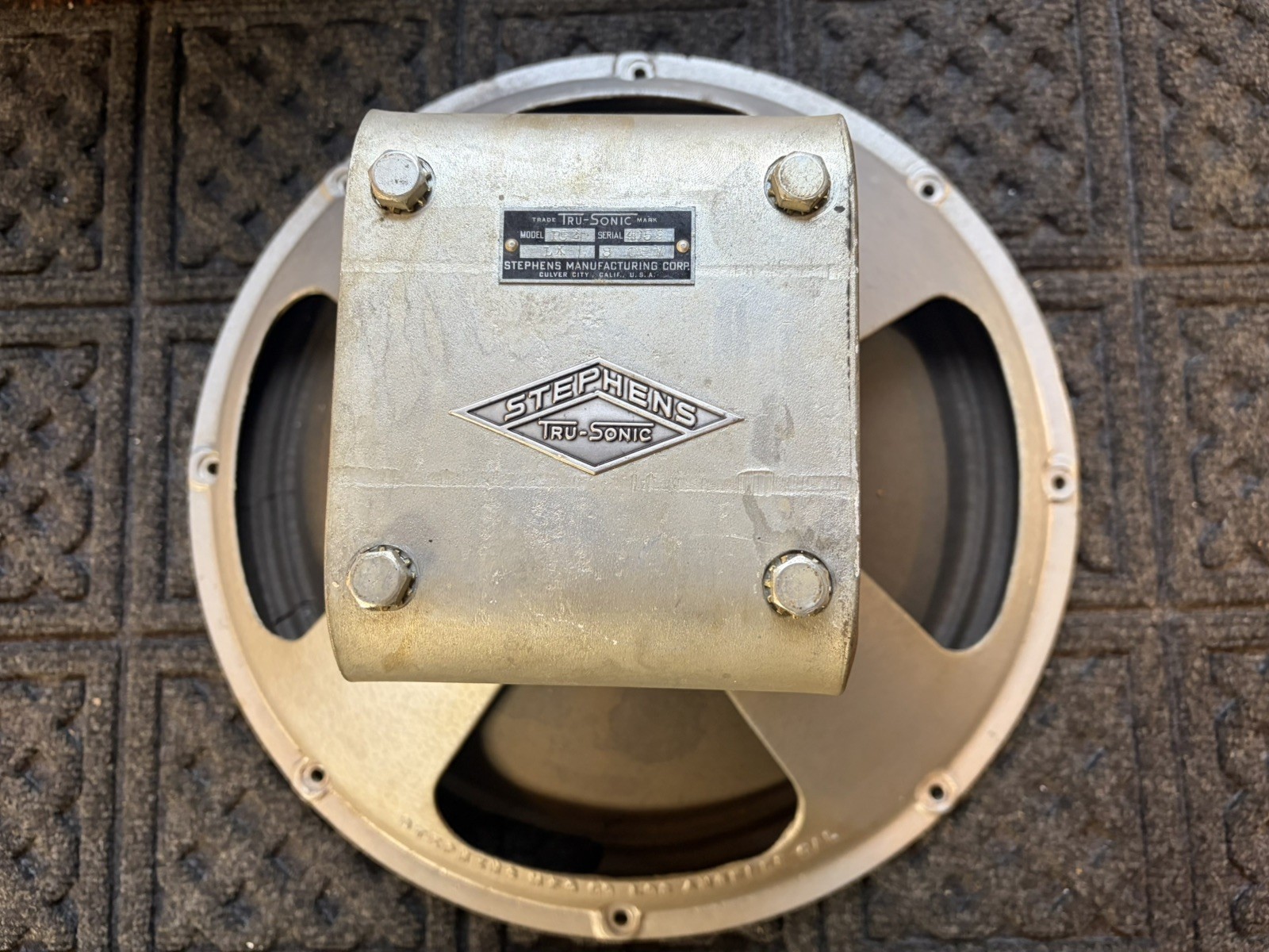 Rare Early  Stephens Tru-Sonic 15 Inch Vintage Speaker For Parts Or Restoration