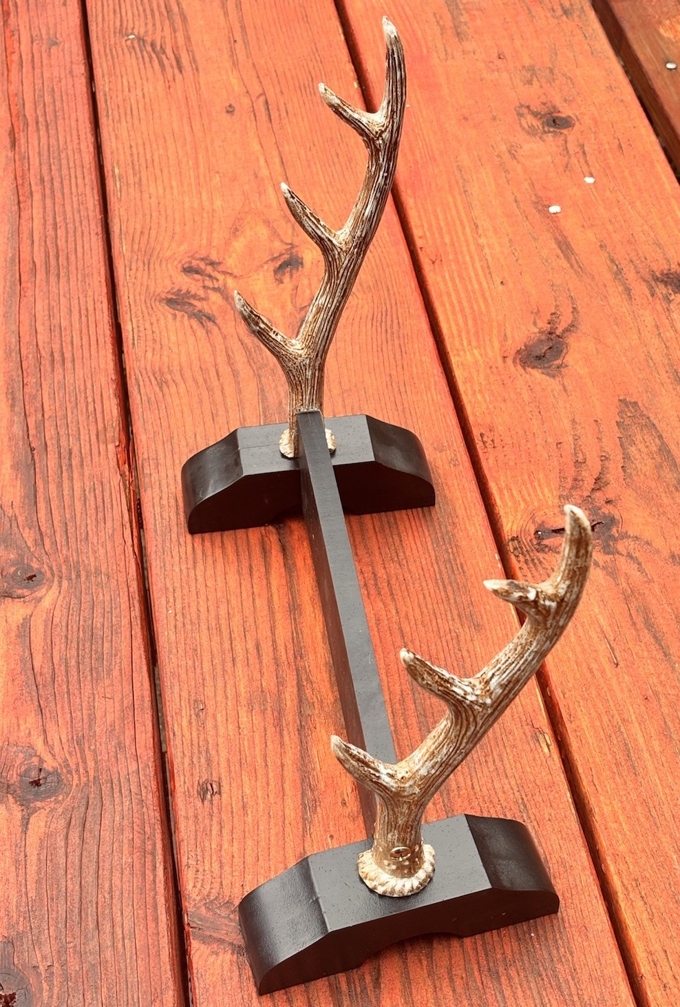 Katana Stand Antler Samurai Sword Stand Faux Antlers With Black Wood Base 3 Tier