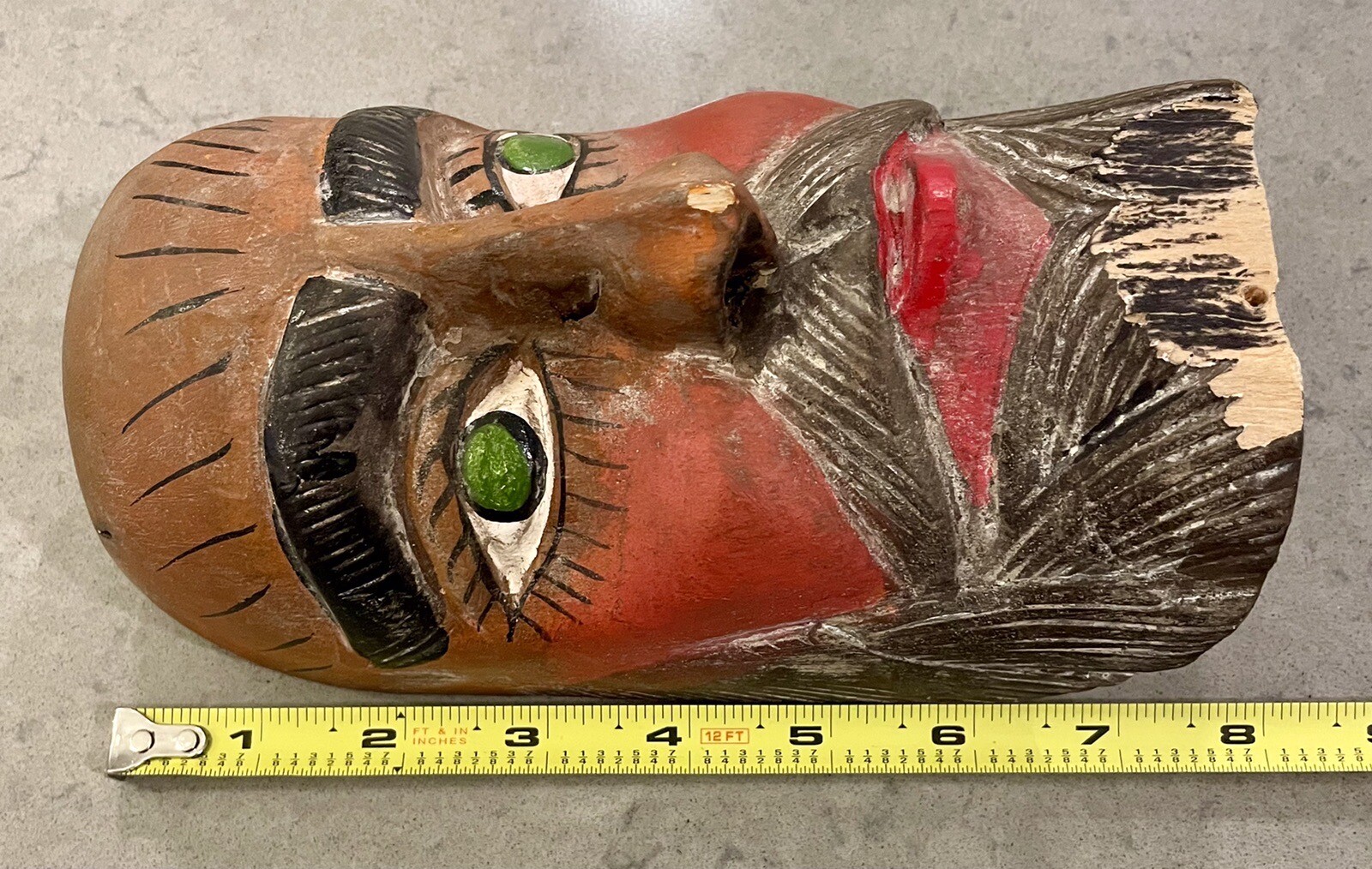 Antique MEXICAN Michoacan FOLK ART Vintage Man FACE WOOD DANCE Festival mask